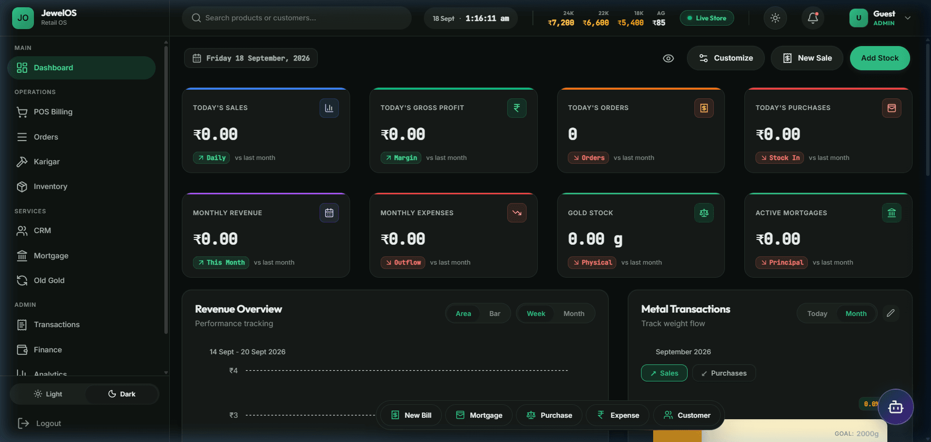 JewelOS - JewelOS Command Center & Live Spot Rates