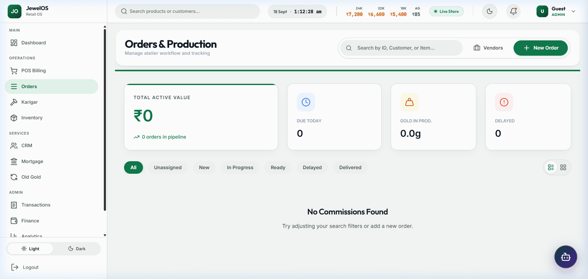 JewelOS - Custom Atelier Production Kanban